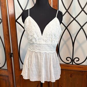 White Lace Peplum Cami